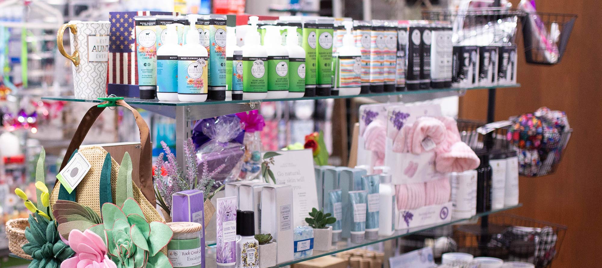 Health and beauty products in gift shop