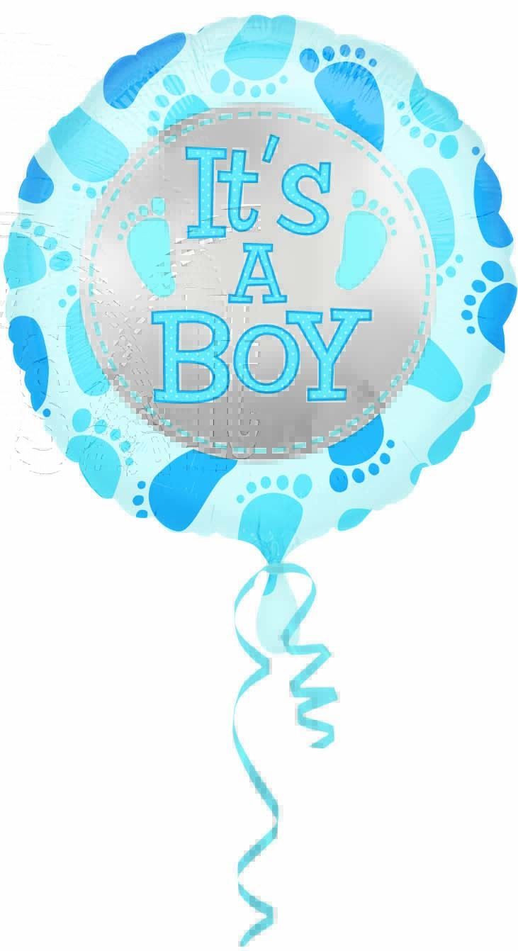 Its A Boy Blue Flower Balloons Round Baby Shower Backdrop -Lofaris
