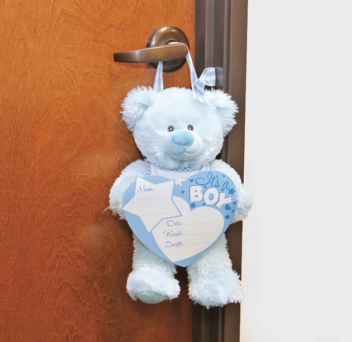 Baby Boy Announcement Bear with board and markers - Coming Soon